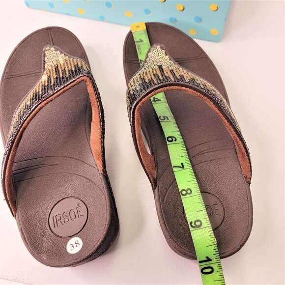 BROWN Sparkly Size 7 Summer Wedge Sandals Rhinestone Embellish Comfy NEW Sandals - Picture 4 of 11